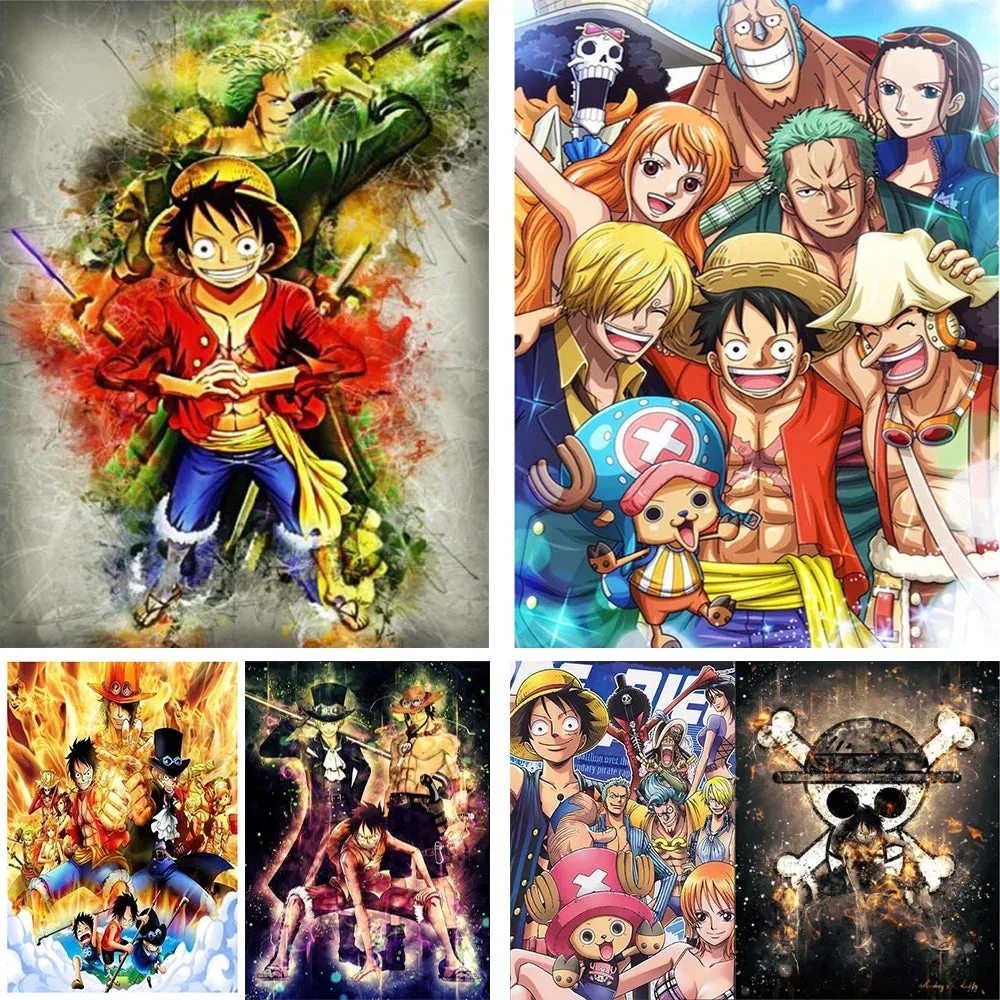 Japanese Anime Diamond Painting - Full Drill Square/Round 5D Embroidery, Cartoon Straw Hat Pirates