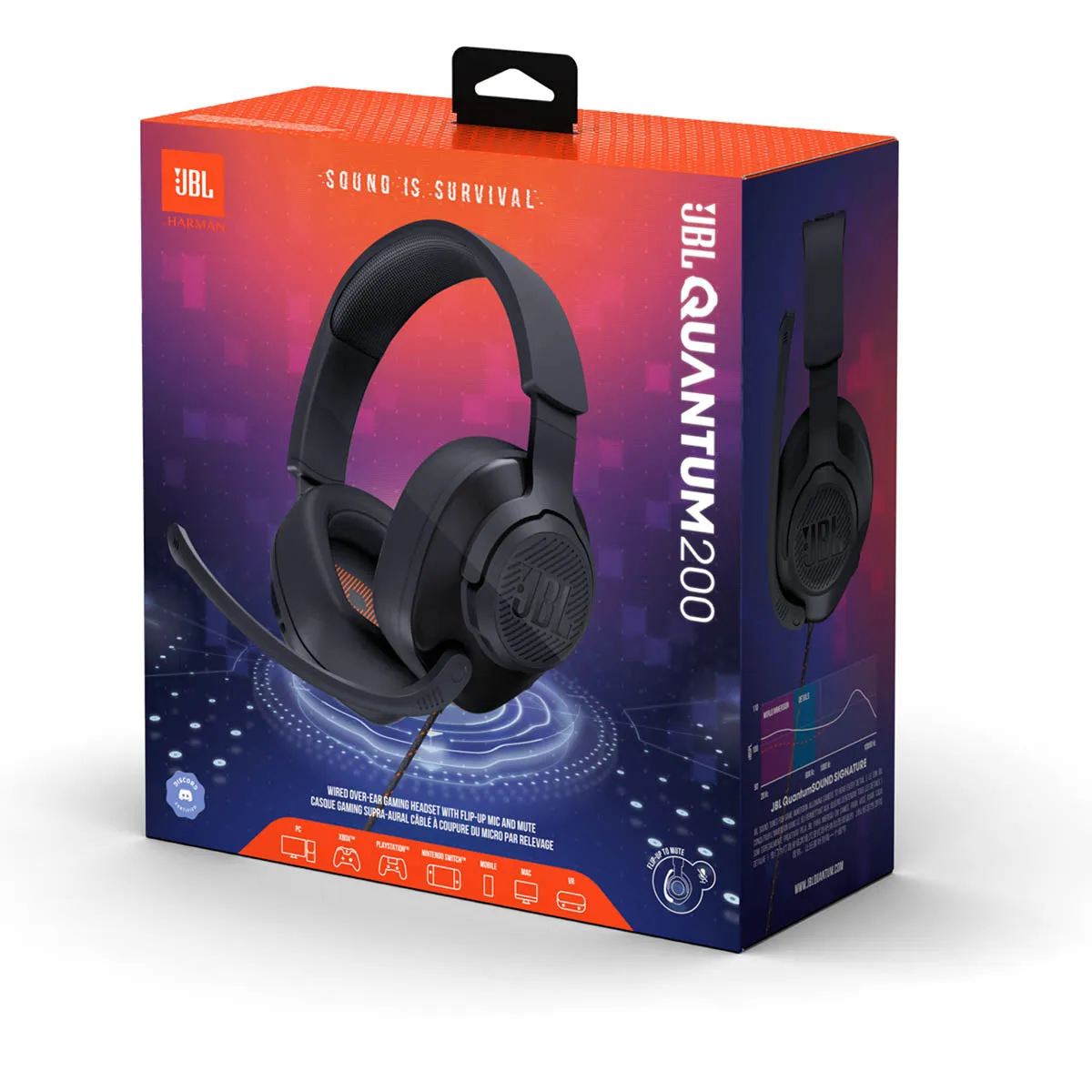 JBL Quantum 200 Wired Over-Ear Gaming Headset W/ Mic - Black