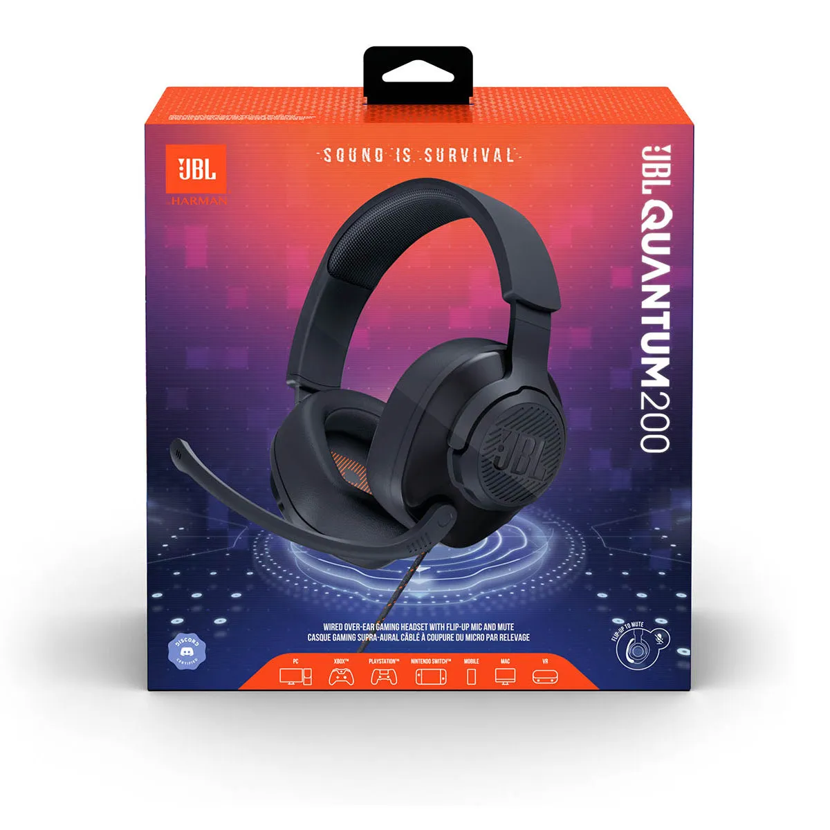 JBL Quantum 200 Wired Over-Ear Gaming Headset W/ Mic - Black