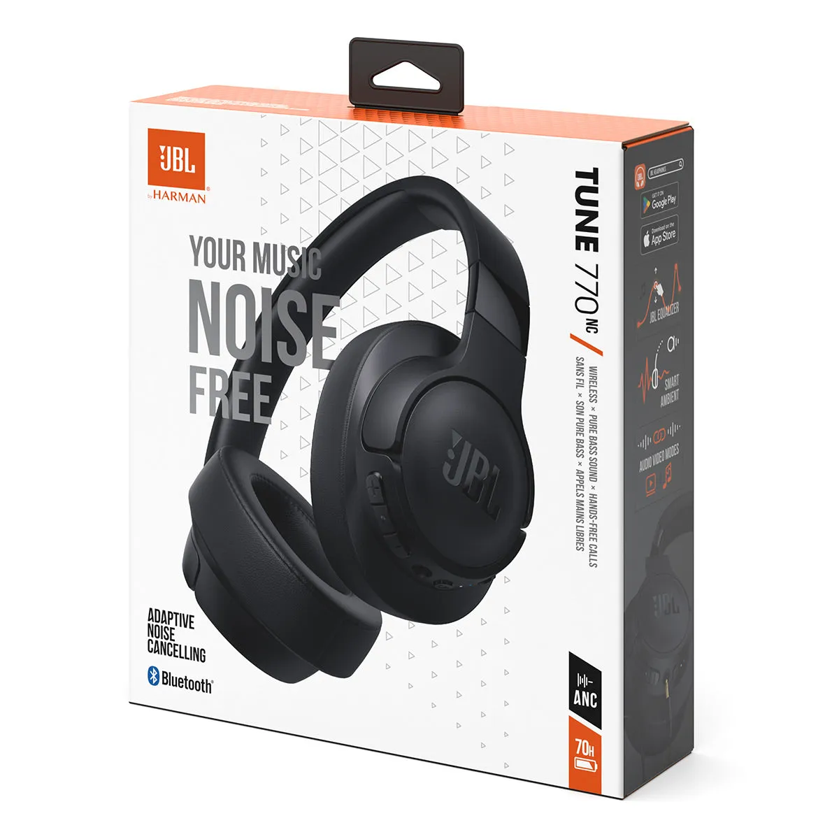 JBL Tune 770NC Wireless Over-Ear Adaptive Noise Cancelling Headphones (Black)