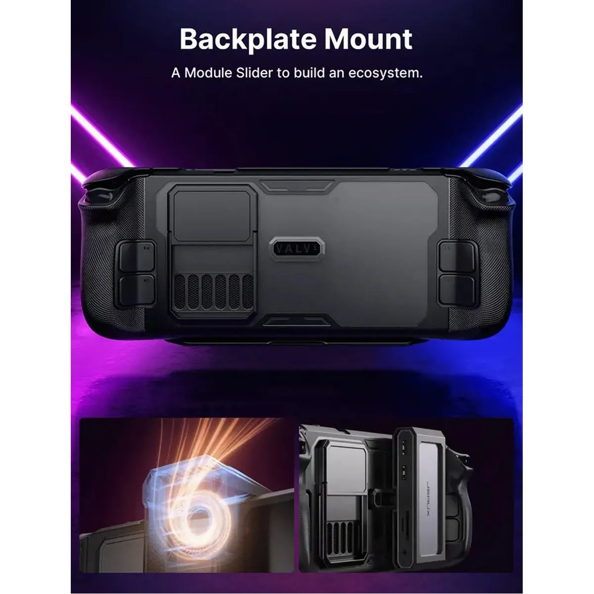 JSAUX ModCase for Steam Deck/ Steam Deck OLED (Black) (PC0104) (Basic Set, Cooler Kit, Hub Kit, Power Bank Kit)