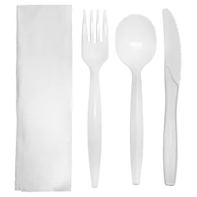 Karat PP Medium-Heavy Weight Cutlery Kits - White - 250 ct