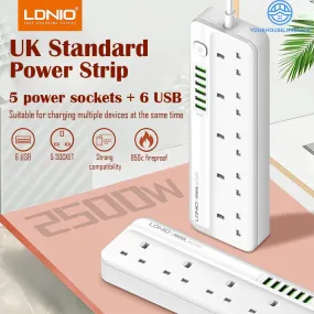 LDNIO 6 x USB-A Ports with 5 x AC Power Socket | 600146