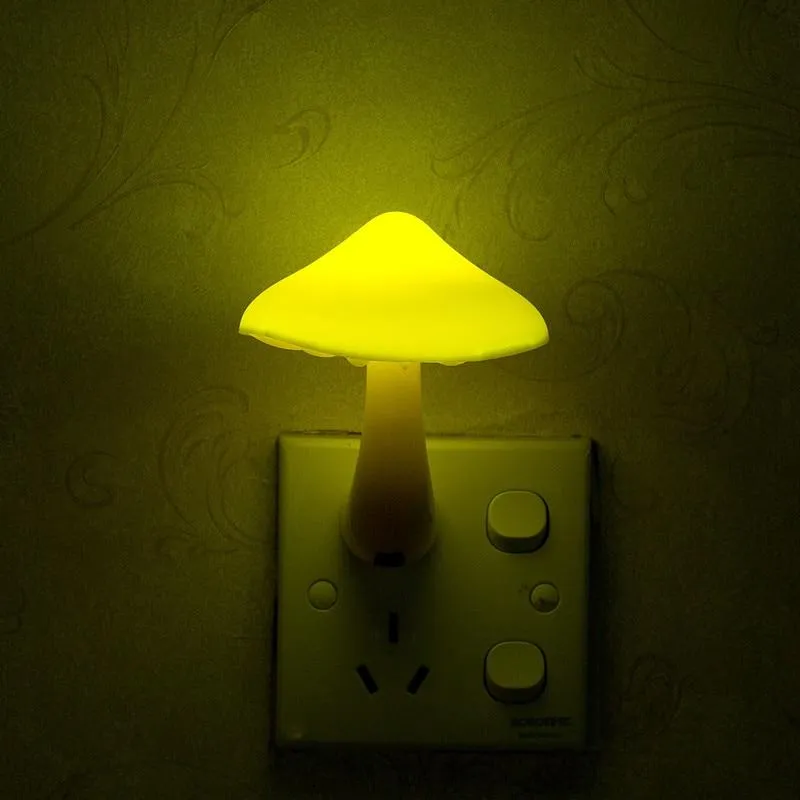 LED Night Light Mushroom Wall Socket Lights Lamp for Bedroom Home Decoration Light-controlled Sensor lamp