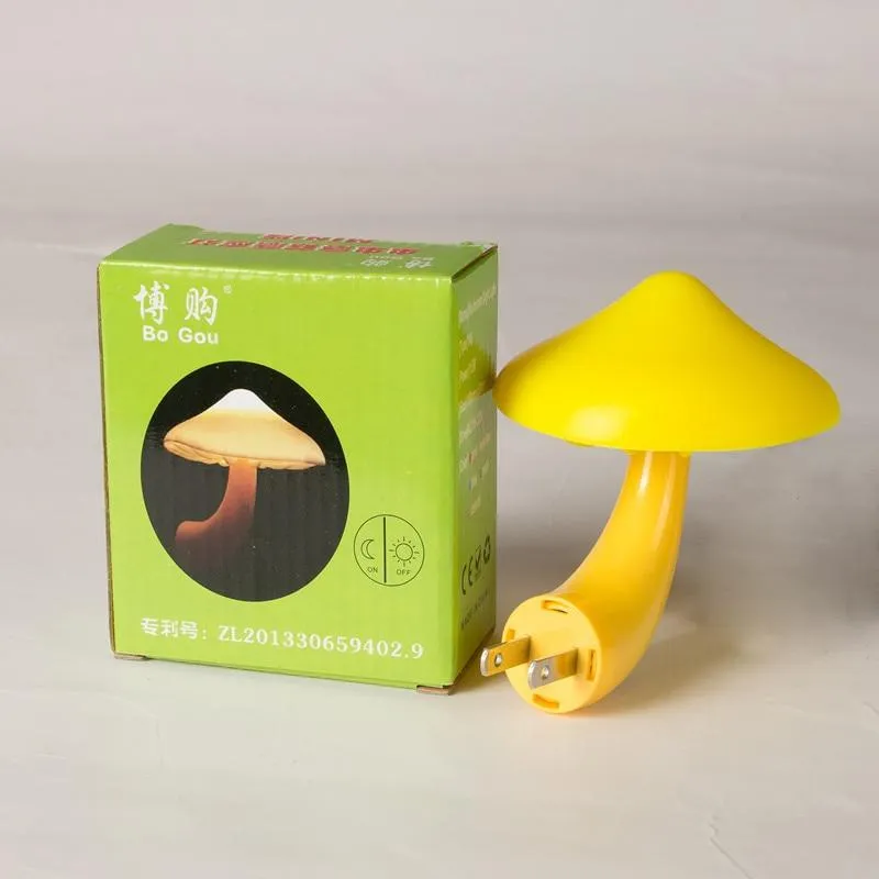 LED Night Light Mushroom Wall Socket Lights Lamp for Bedroom Home Decoration Light-controlled Sensor lamp