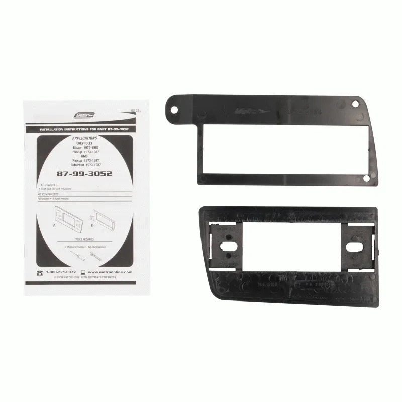 Metra 87-99-3052 1 DIN or 2 Shaft Dash Kit for Chevy GMC Trucks/SUV 1973-1991
