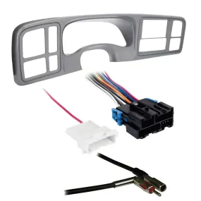 Metra DP-3002SHL 2 DIN Dash Kit w/ Amp Harness & Antenna Adapter for GM Vehicles (Shale)