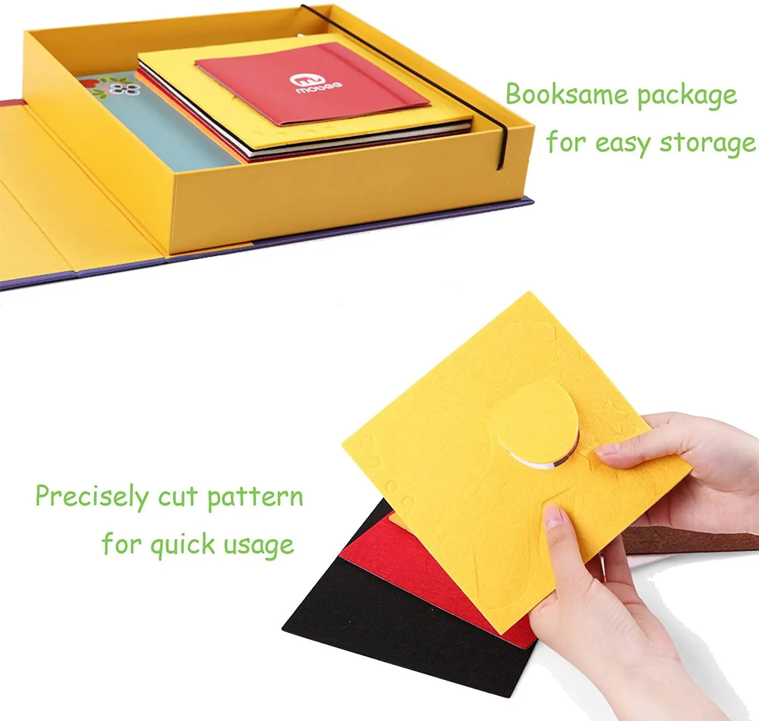 Mobee Fuzzy Felt Picture Sticky Mosaics 6 Templates DIY Craft Kits Art Training Sticker for Kids