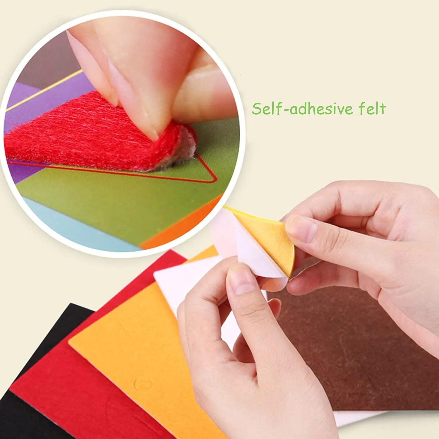Mobee Fuzzy Felt Picture Sticky Mosaics 6 Templates DIY Craft Kits Art Training Sticker for Kids