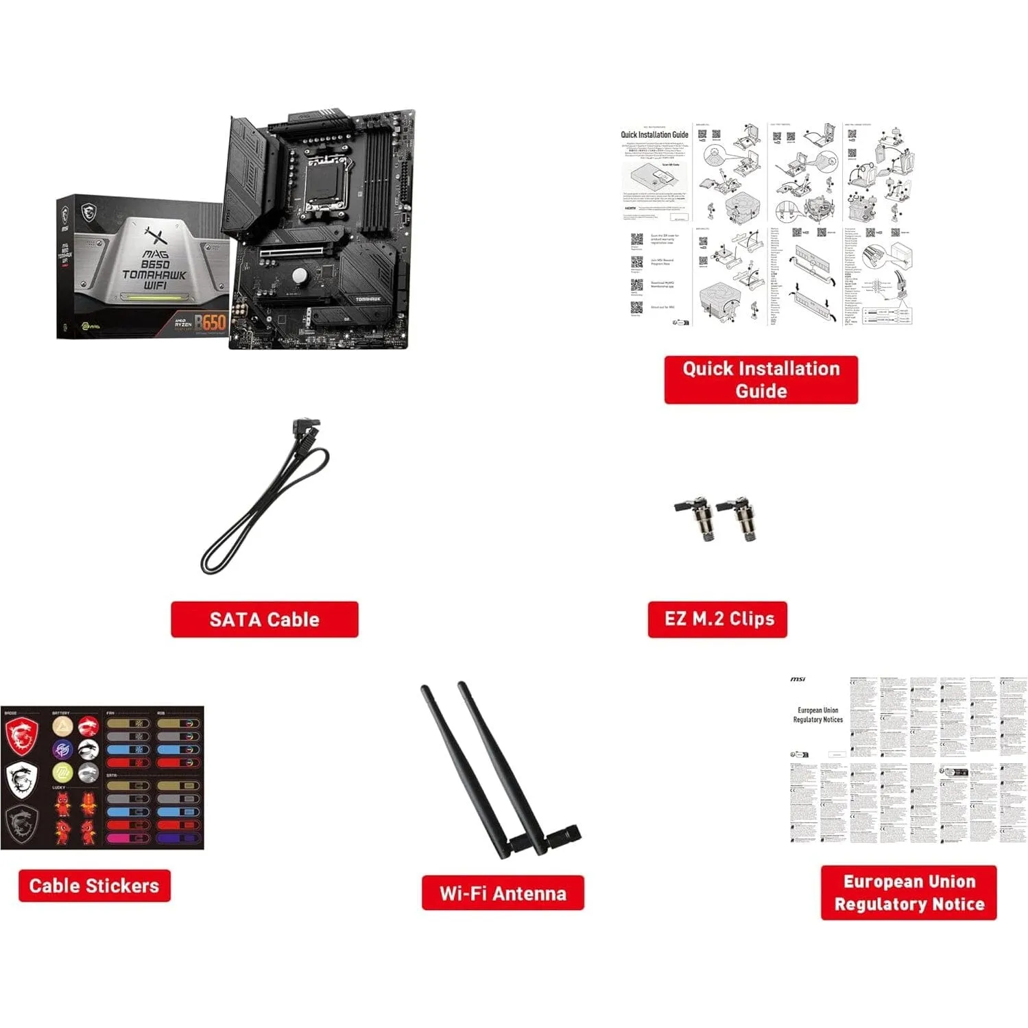 MSI MAG B650 Tomahawk WiFi Computer Gaming Motherboard (AM5, ATX, DDR5, PCIe 4.0, M.2, SATA 6Gb/s, USB 3.2 Gen 2, HDMI/DP, Wi-Fi 6E, AMD Ryzen 7000 Series Processors) (Refurbished)