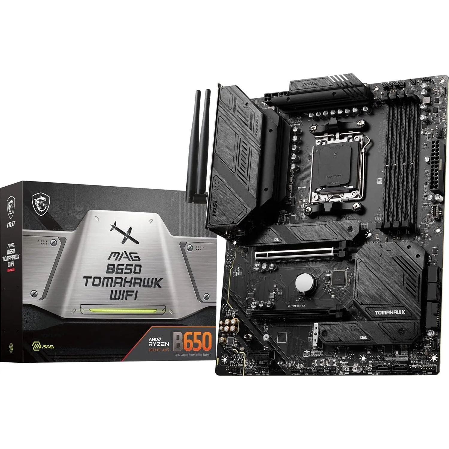 MSI MAG B650 Tomahawk WiFi Computer Gaming Motherboard (AM5, ATX, DDR5, PCIe 4.0, M.2, SATA 6Gb/s, USB 3.2 Gen 2, HDMI/DP, Wi-Fi 6E, AMD Ryzen 7000 Series Processors) (Refurbished)