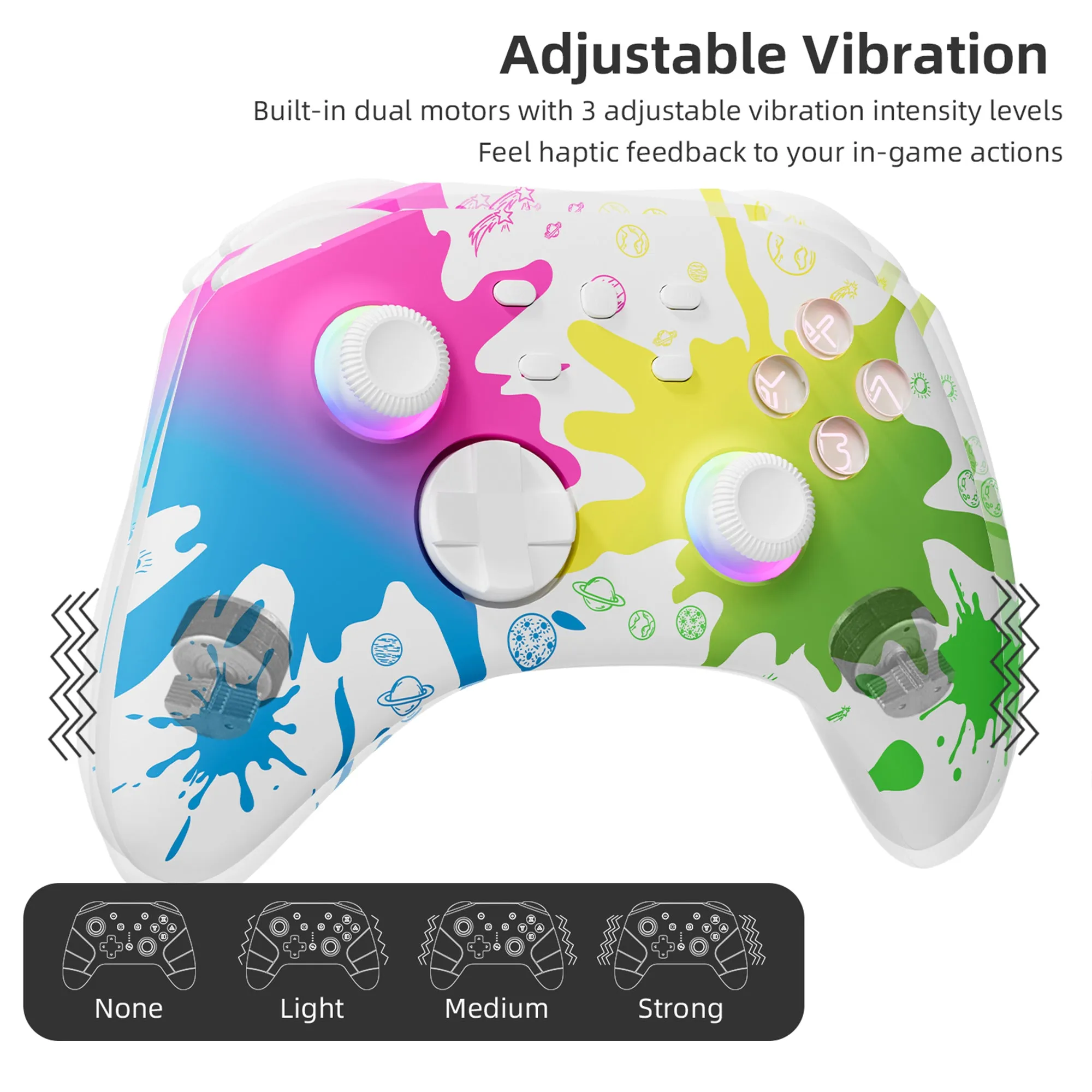 Mytrix Splashy Wireless Pro RGB Controller with Programmable Back Buttons and Turbo, for Nintendo Switch, PC, Android & iOS