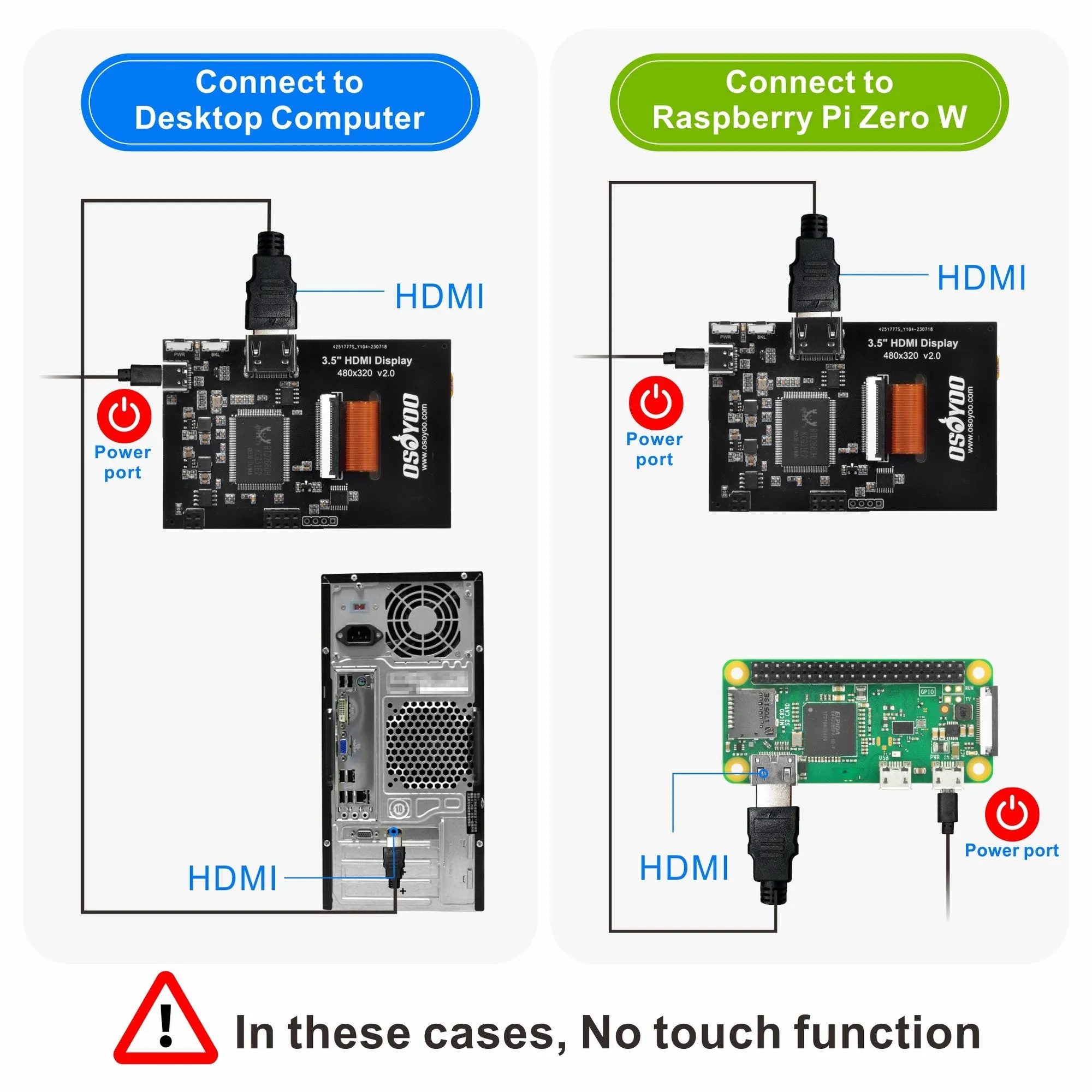 OSOYOO 3.5" HDMI Touch Screen with plastic protective case for Raspberry PI  5 4  3 Model B B 