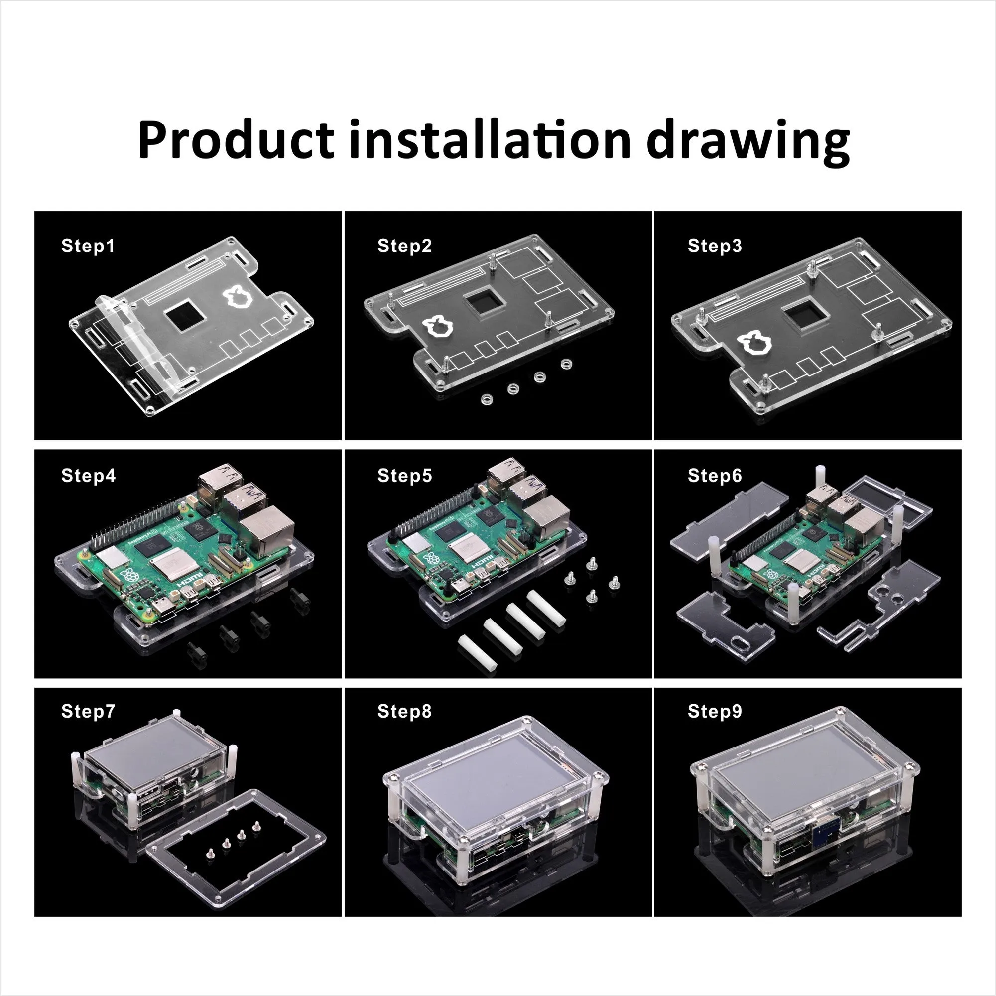 OSOYOO 3.5" HDMI Touch Screen with plastic protective case for Raspberry PI  5 4  3 Model B B 