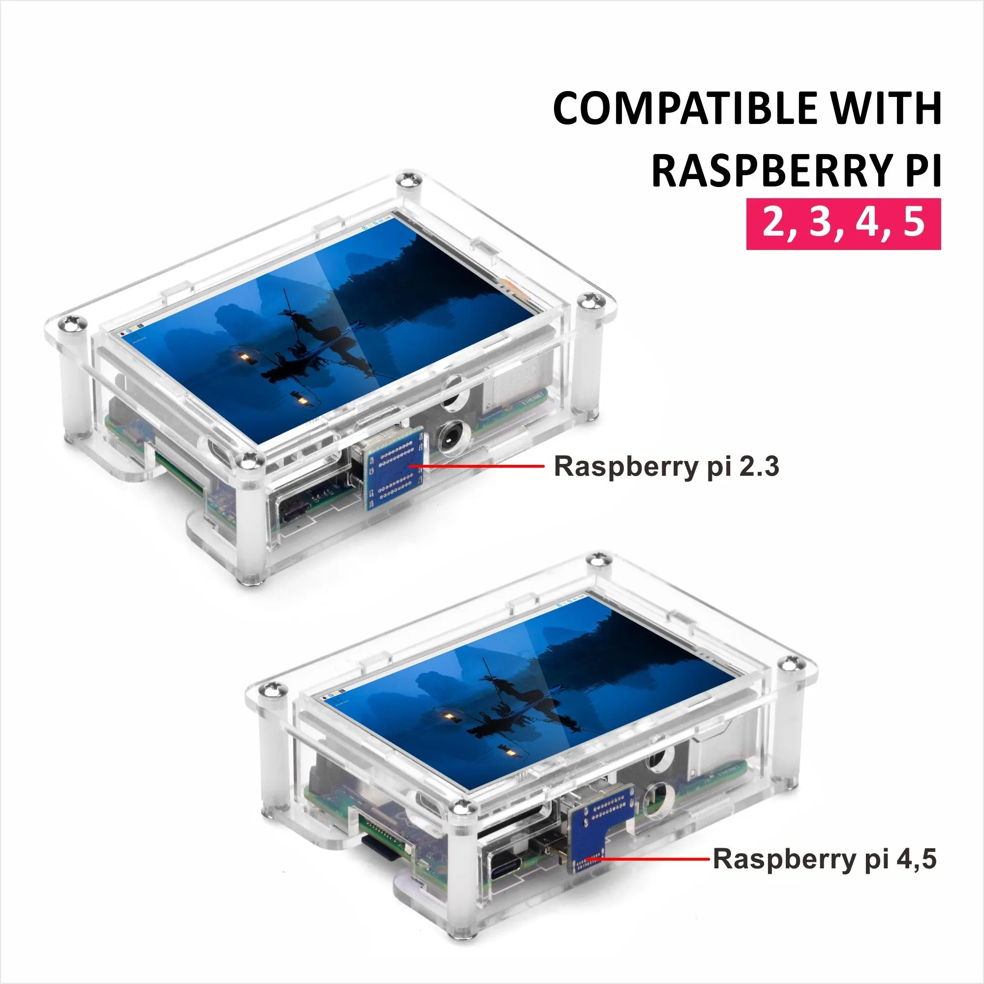 OSOYOO 3.5" HDMI Touch Screen with plastic protective case for Raspberry PI  5 4  3 Model B B 