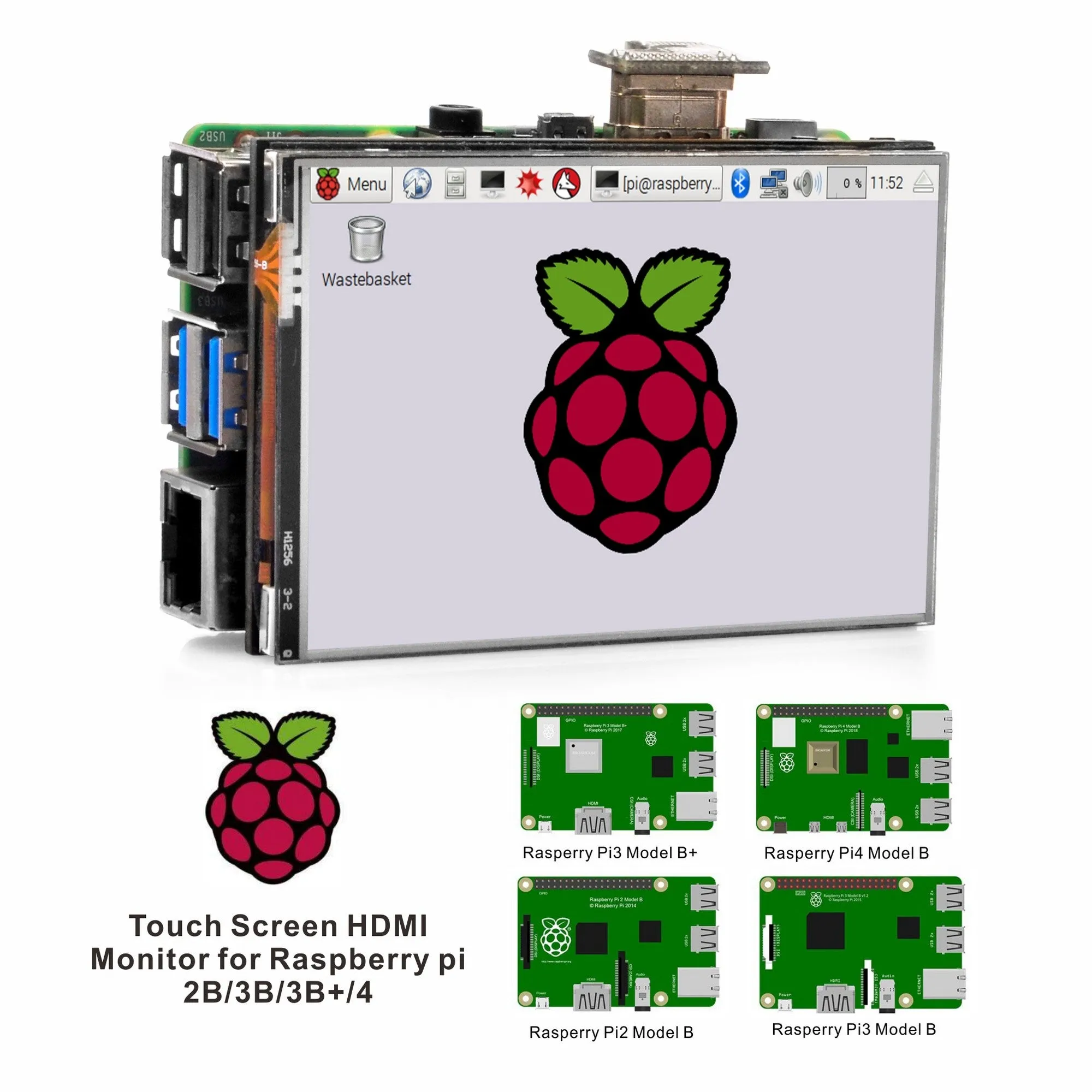 OSOYOO 3.5" HDMI Touch Screen with plastic protective case for Raspberry PI  5 4  3 Model B B 