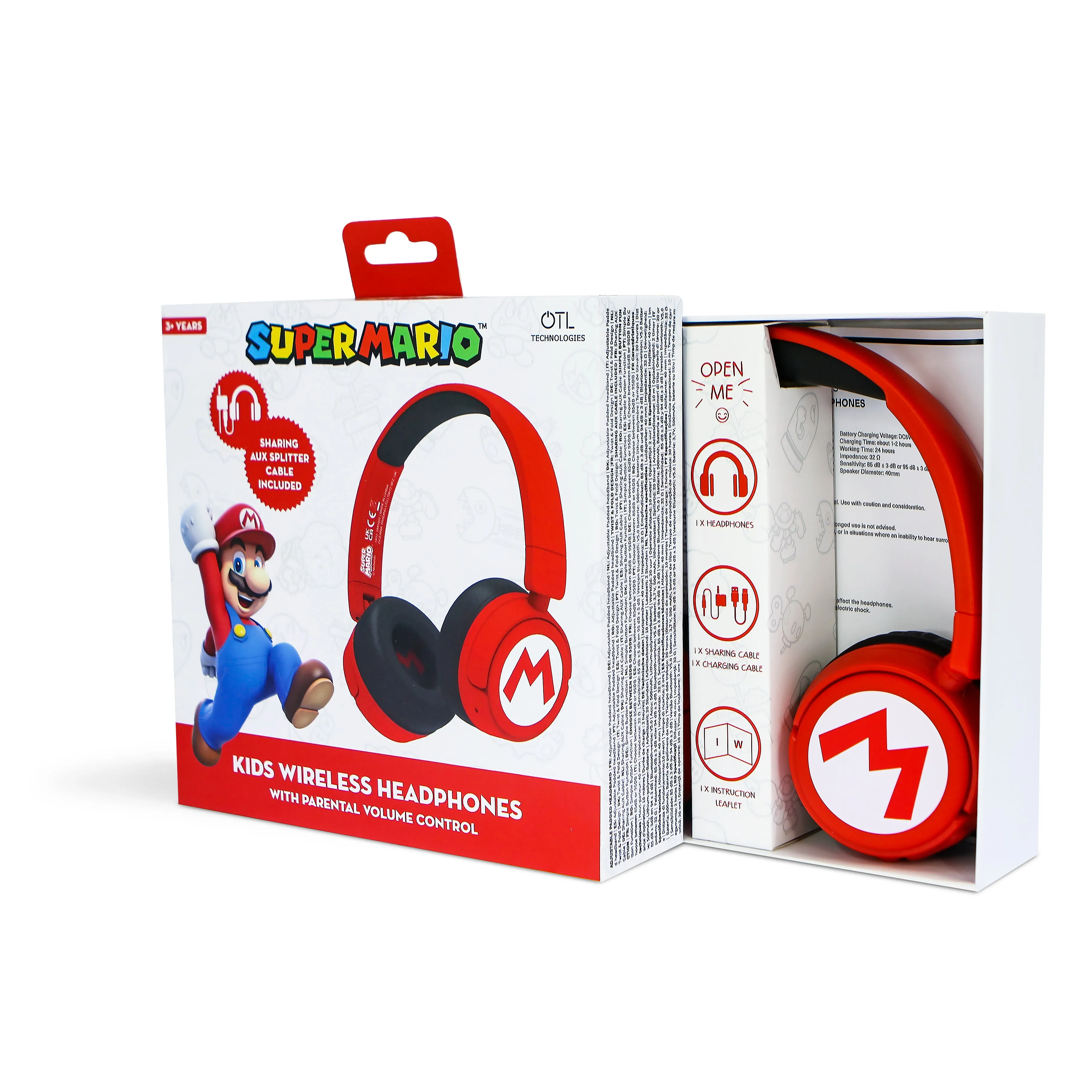 OTL Super Mario Kids Over-Ear Wireless Headphone - Red | SM1016