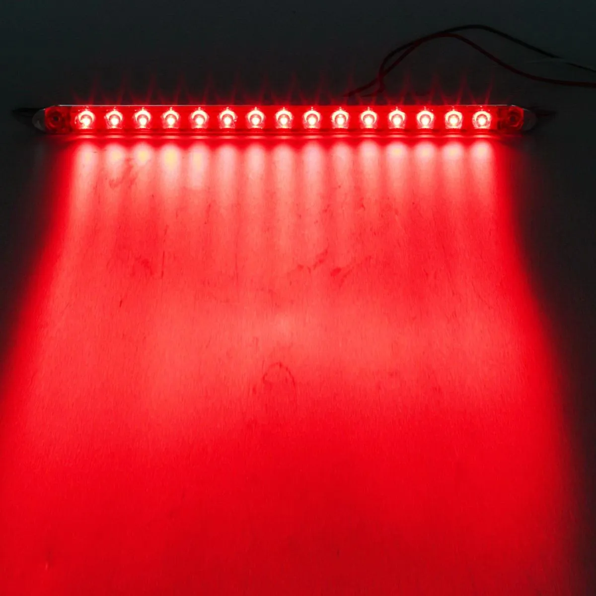 Partsam 2Pcs 12inch Red Led Trailer Tail Light Bar 15-2835-SMD Clear Lens w Chrome Bezel Waterproof Sealed Thin Stop/Turn/Tail ID Marker Third 3rd Brake Tail Light Bar for Truck Trailer RV Surface Mount