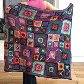 Patons Bright Squares Crochet Blanket & Pillow Set
