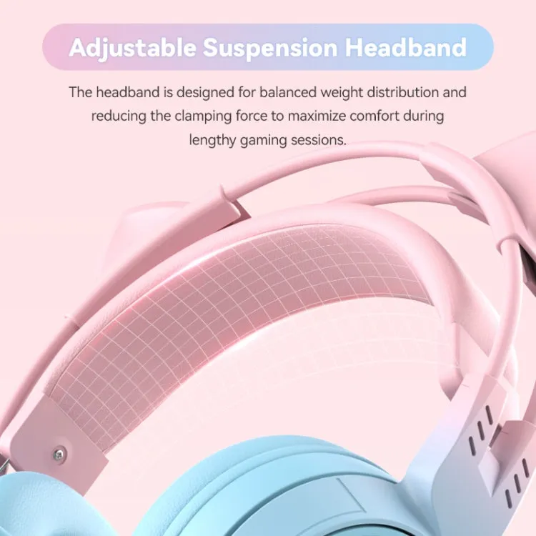 Playful Cat Ear RGB Wireless Stereo Headphones with Detachable Mic and Bluetooth Connectivity