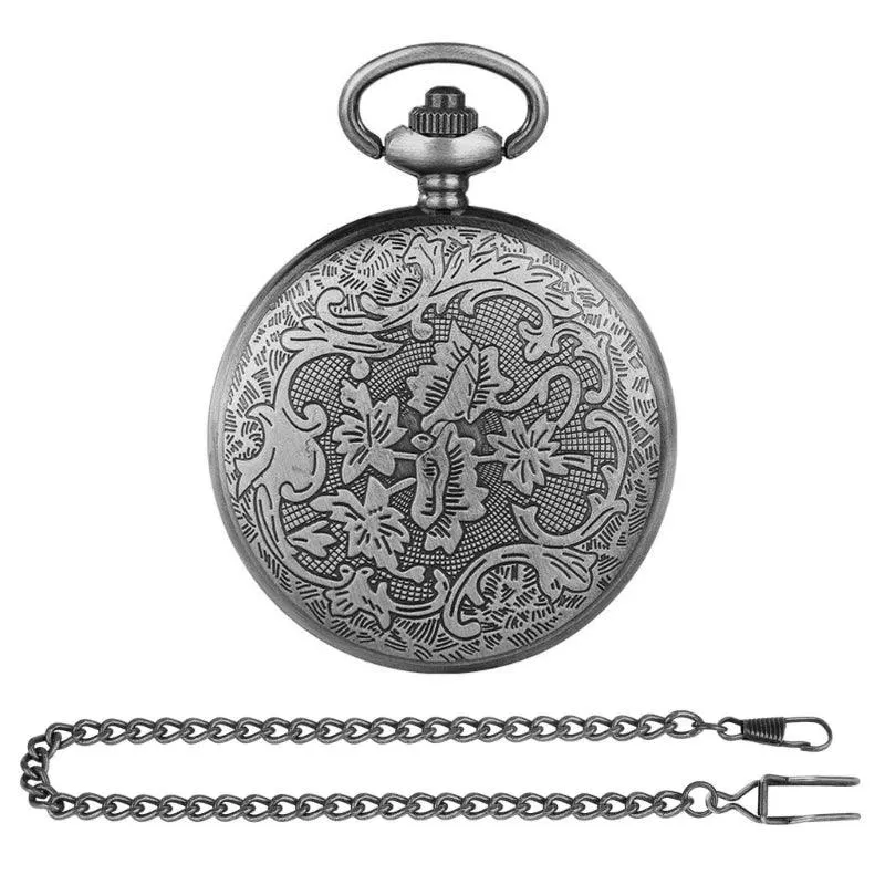 Pocket Watch And Mini Dice, Metal With Carved Wood