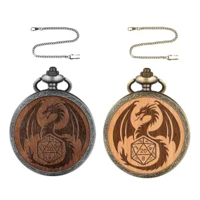 Pocket Watch And Mini Dice, Metal With Carved Wood