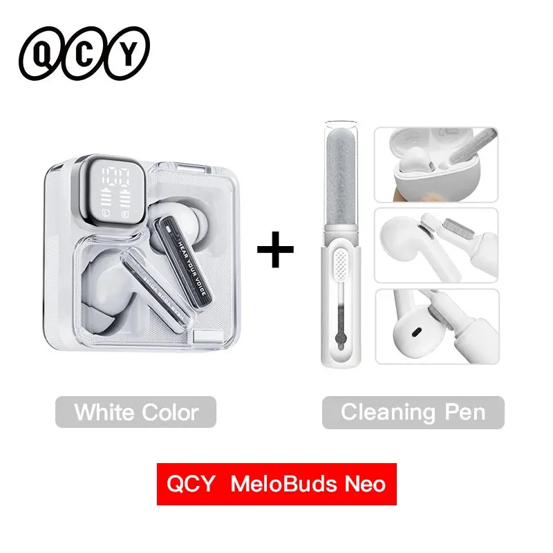 QCY MeloBuds Neo Wireless Earphones LED Power Digital Display TWS Earbuds Bluetooth 5.3 Transparent Dual-Connection Headset
