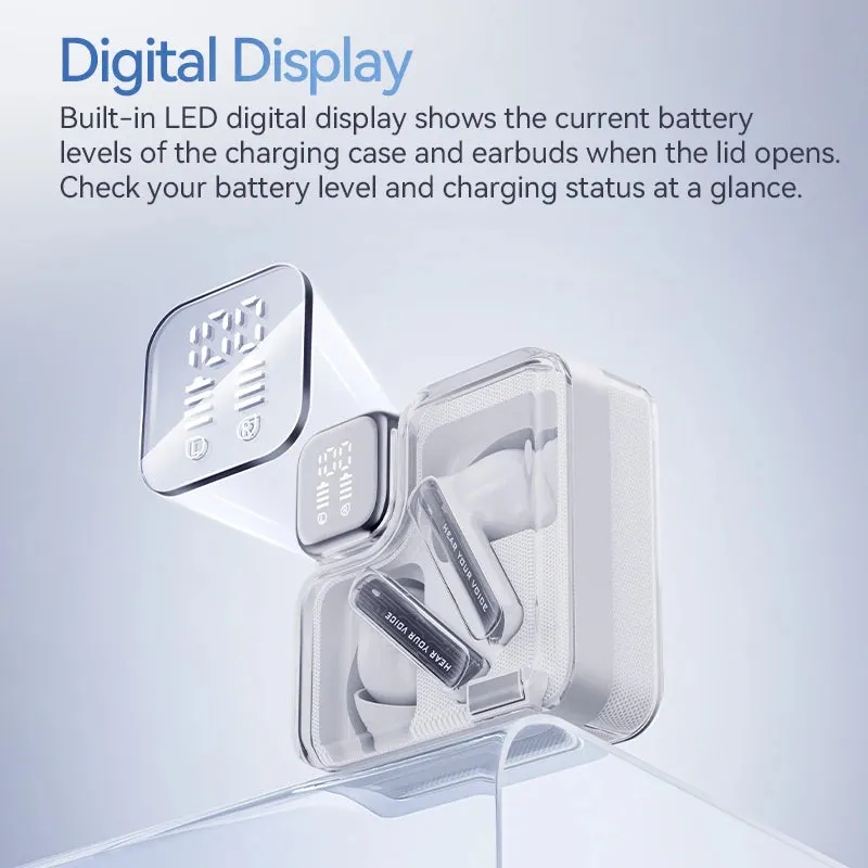 QCY MeloBuds Neo Wireless Earphones LED Power Digital Display TWS Earbuds Bluetooth 5.3 Transparent Dual-Connection Headset
