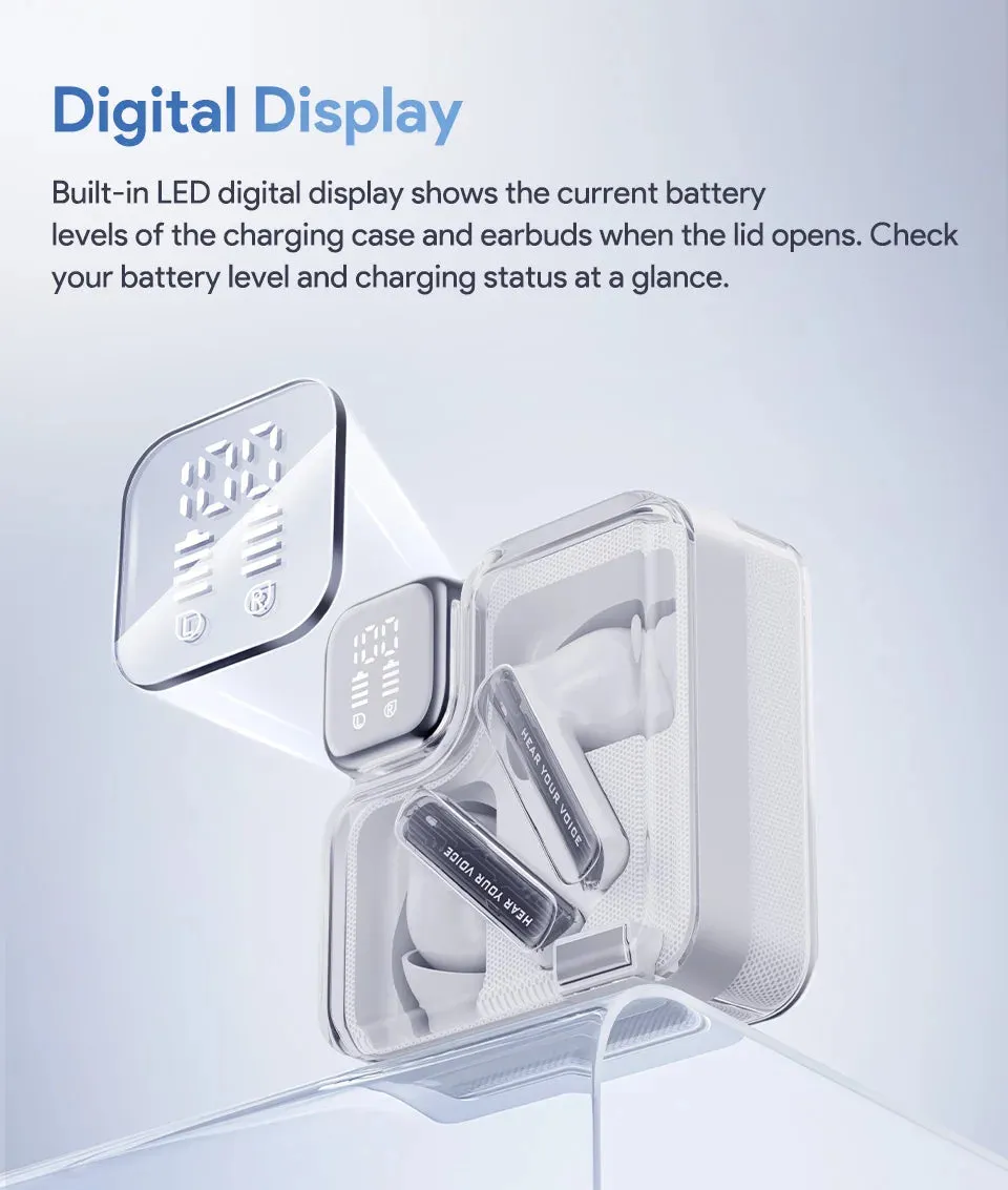 QCY MeloBuds Neo Wireless Earphones LED Power Digital Display TWS Earbuds Bluetooth 5.3 Transparent Dual-Connection Headset