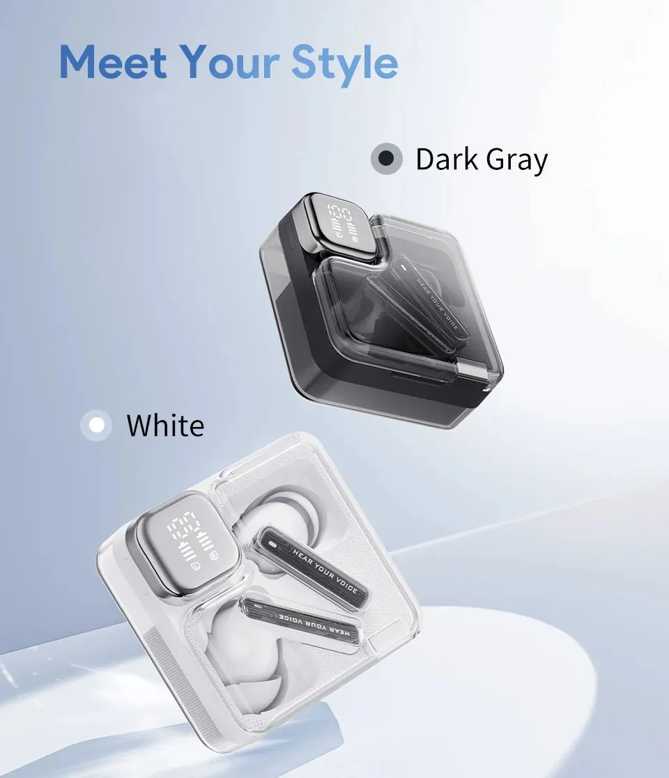 QCY MeloBuds Neo Wireless Earphones LED Power Digital Display TWS Earbuds Bluetooth 5.3 Transparent Dual-Connection Headset
