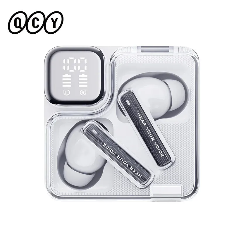 QCY MeloBuds Neo Wireless Earphones LED Power Digital Display TWS Earbuds Bluetooth 5.3 Transparent Dual-Connection Headset