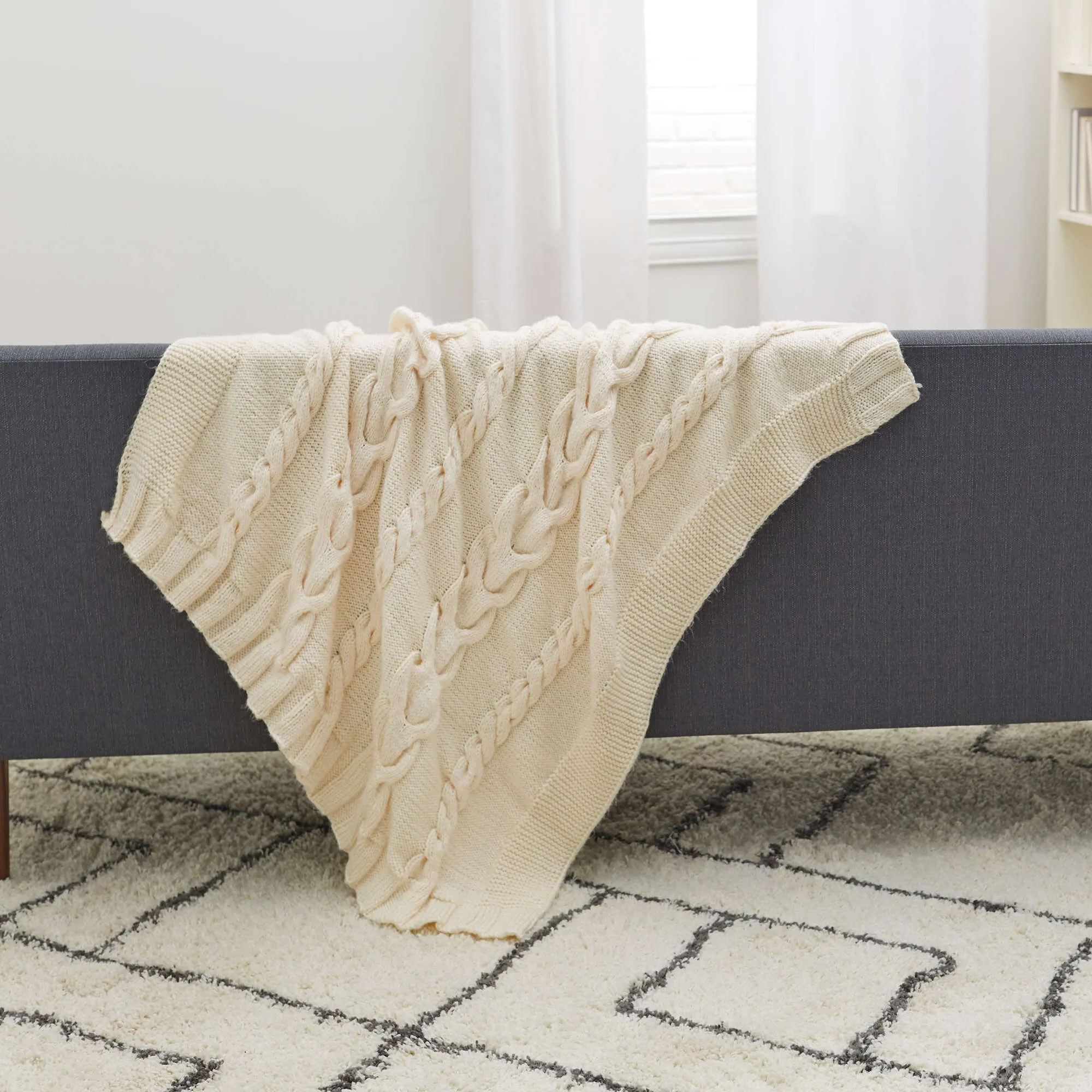 Red Heart Knit Luxurious Cabled Throw