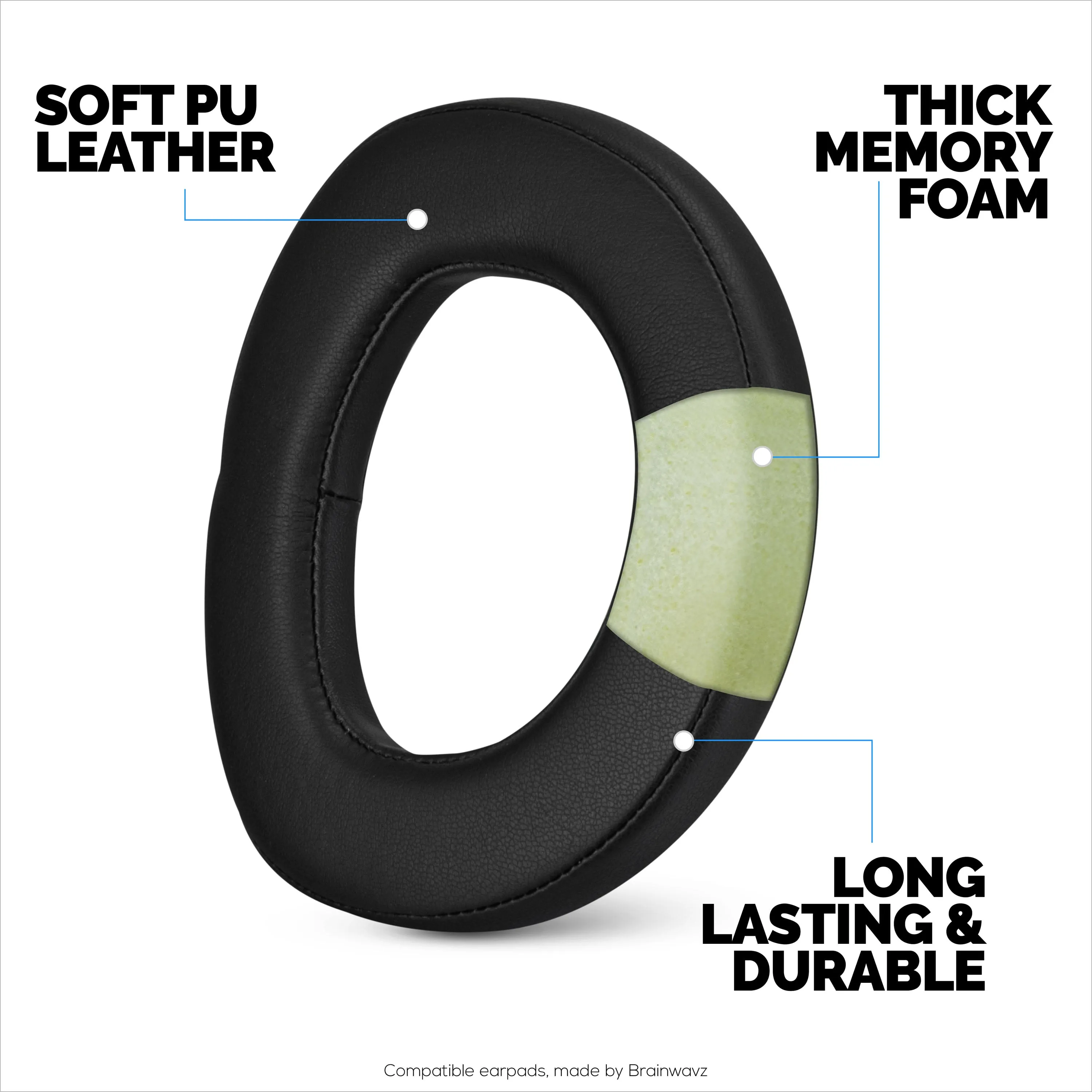 Replacement Earpads for Sennheiser HD800 & H800S Gaming Headphones, PU Leather, Memory Foam Extra Comfort, Upgraded, Durable & Long Lasting