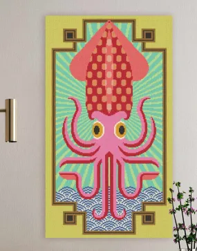 Ruby the Giant Squid Wall Hanging Counted Cross Stitch Kit, Emily Peacock