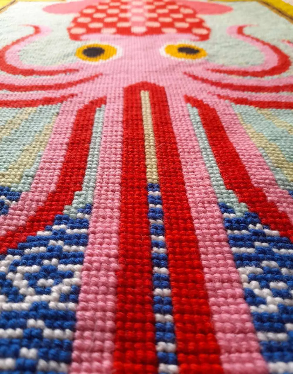 Ruby the Giant Squid Wall Hanging Counted Cross Stitch Kit, Emily Peacock