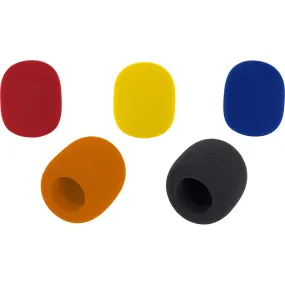 Samson WS1C Set of 5 Foam Mic Windscreens for Q / R / Concert / Synth 7 / Stage / UM1 / UM77 Series Handheld Microphones with Assorted Colors