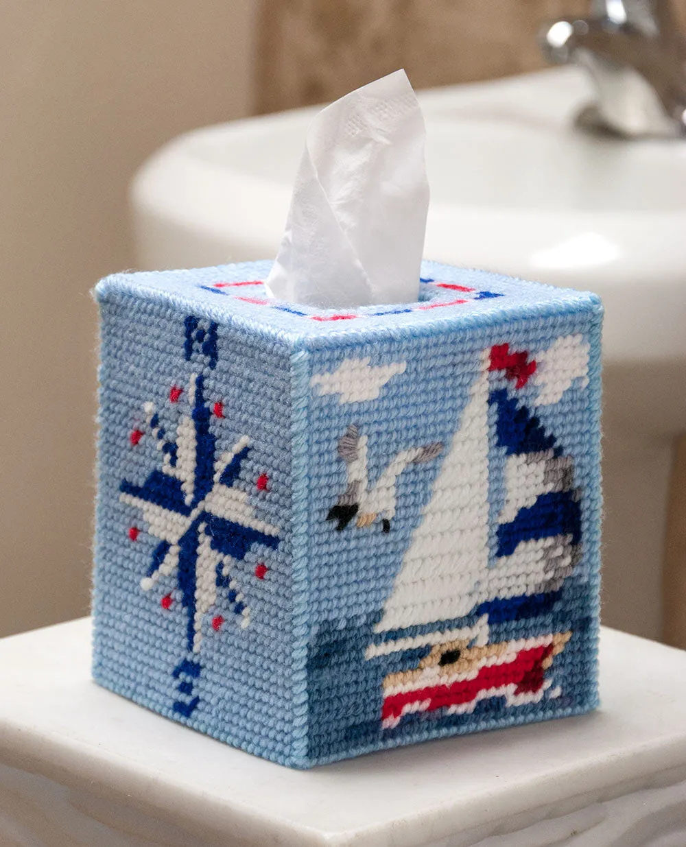 Set Sail Tissue Box Cover Plastic Canvas Kit