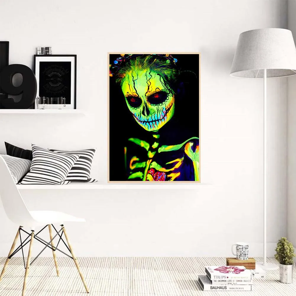 Skull Halloween Partyation  - Full Round Diamond - 30x40CM