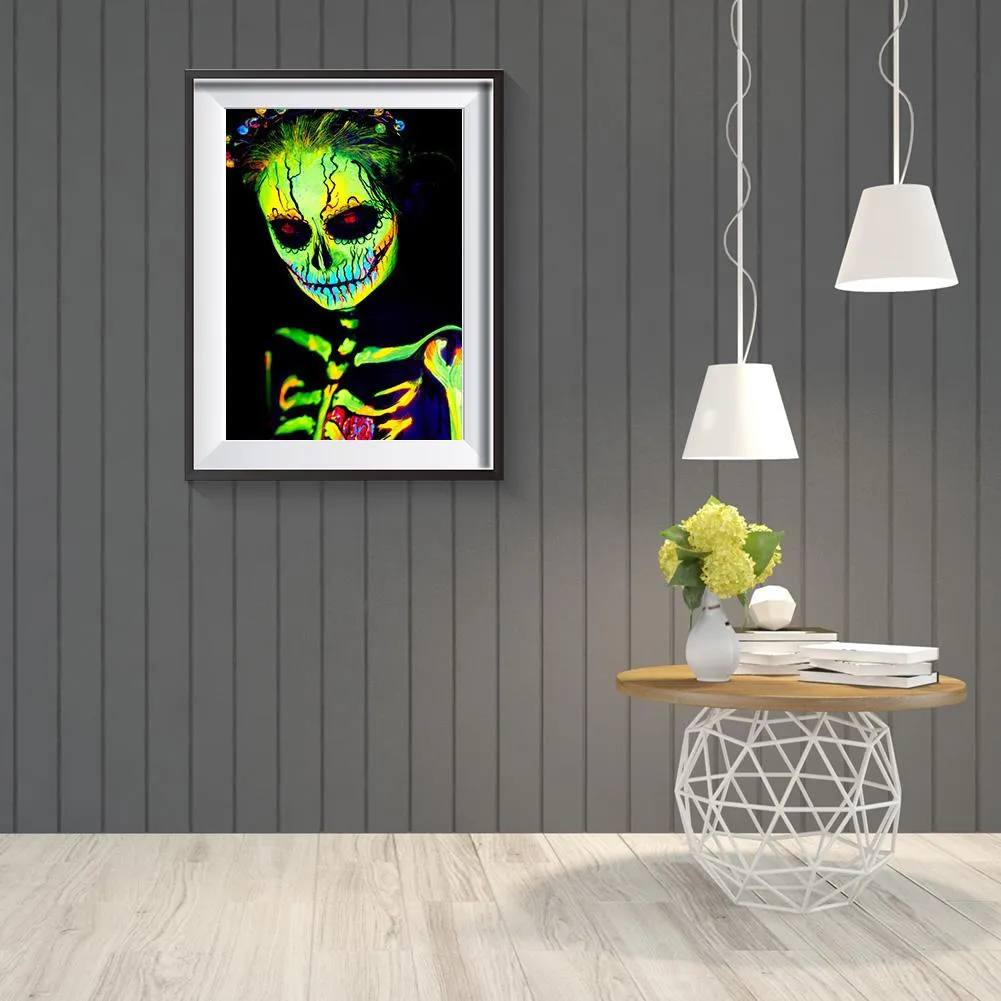 Skull Halloween Partyation  - Full Round Diamond - 30x40CM
