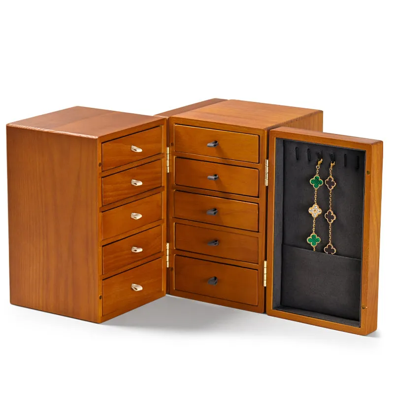 Solid Wood Jewelry Storage Case With 5 Drawer Design X037