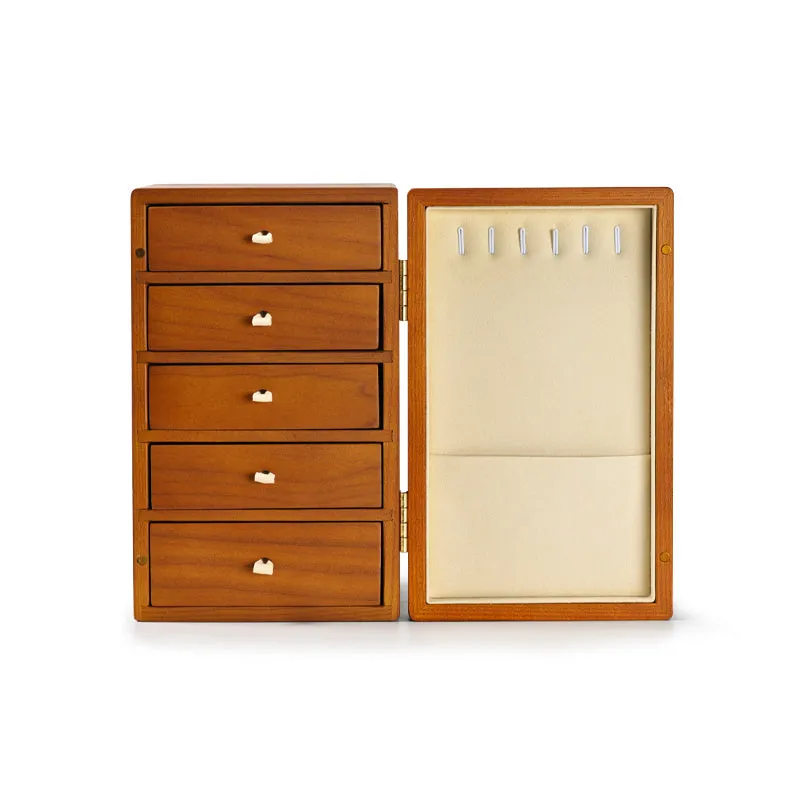 Solid Wood Jewelry Storage Case With 5 Drawer Design X037