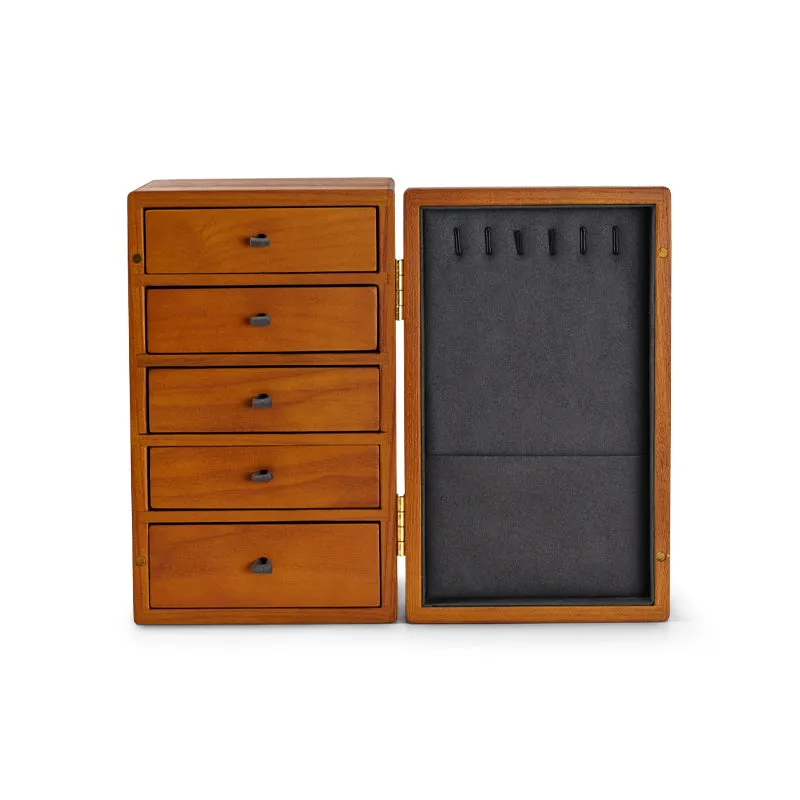 Solid Wood Jewelry Storage Case With 5 Drawer Design X037