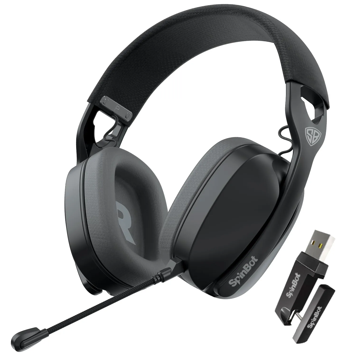 SpinBot Ranger HX500 Tri-Mode Wireless Gaming Headphones | Dual 2.4GHz   Bluetooth   Wired | Detachable Boom Mic (Black)
