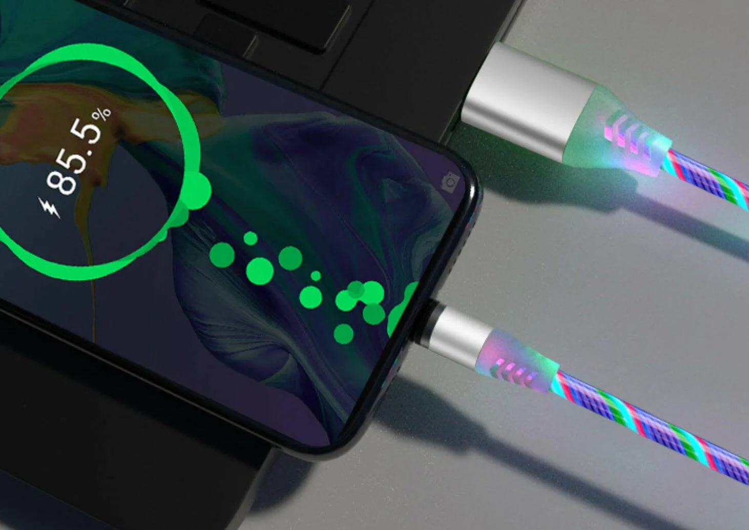 Tangle-Free Magnetic LED Charging Cable for All Devices
