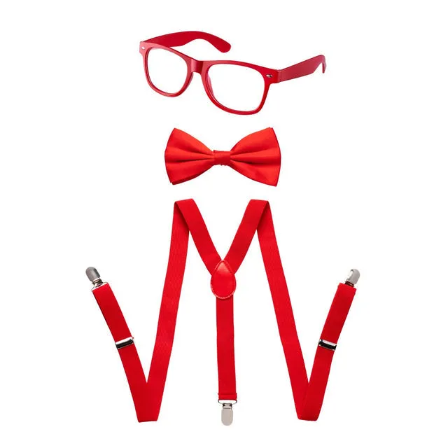 Toddlers Neon Suspender, Bowtie, & Glasses Accessory Set