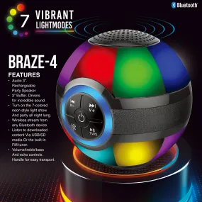 TOPTECH BRAZE-4 Portable 3" Bluetooth Speaker with 7-Color LED Lights & Powerful Sound