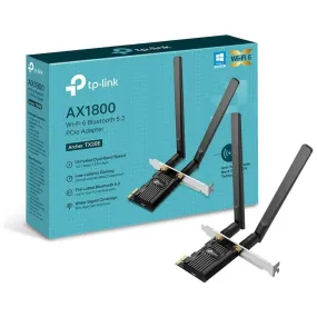 TP-Link AX1800 Wi-Fi 6 Dual Antennas High Gain Bluetooth 5.2 PCIe Adapter, Dual-Band, Low-Profile Bracket, MU-MIMO, Low- Latency Gaming, Supports Windows 10/11, Highly Secure WPA3 (Archer TX20E),Black