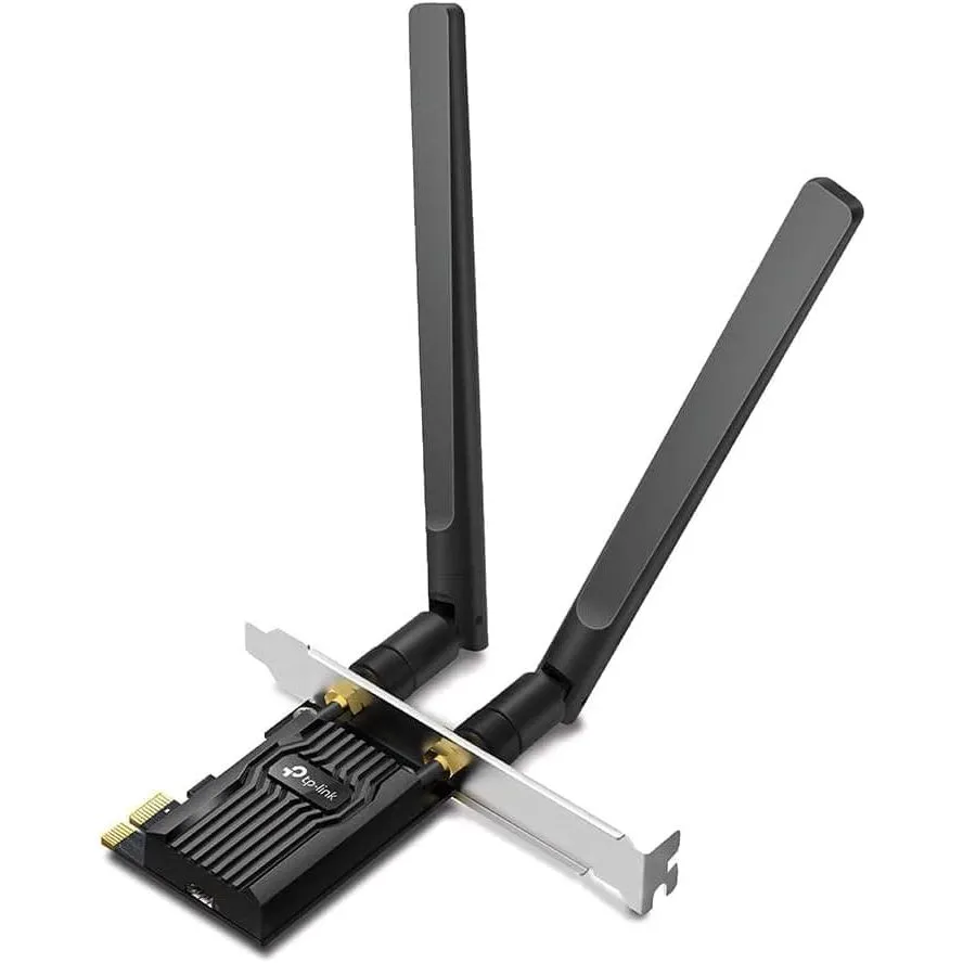 TP-Link AX1800 Wi-Fi 6 Dual Antennas High Gain Bluetooth 5.2 PCIe Adapter, Dual-Band, Low-Profile Bracket, MU-MIMO, Low- Latency Gaming, Supports Windows 10/11, Highly Secure WPA3 (Archer TX20E),Black