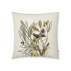Tropical Leafy Affair Cushion Cover | Linen Blend | Ivory | Floral Design | 20" x 20"