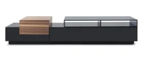 TV Stand 072 in Black High Gloss & Walnut